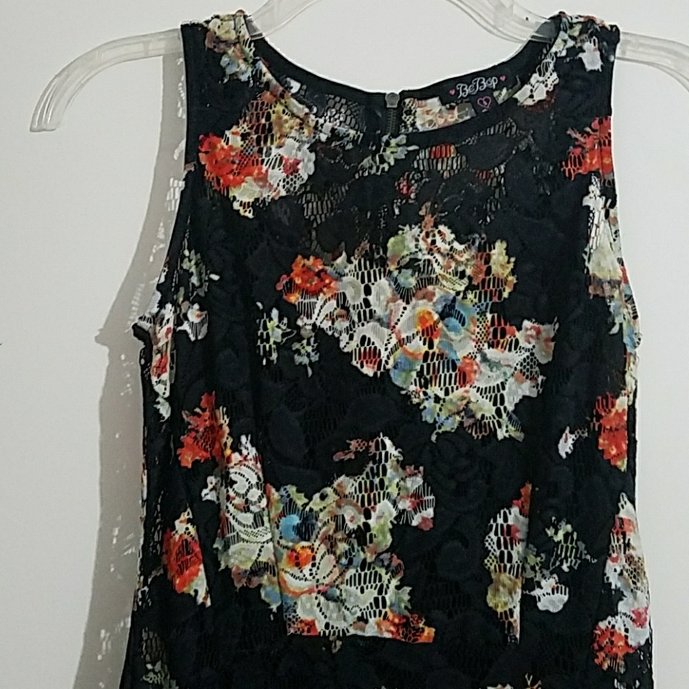 BeBop Black Floral Mesh Dress